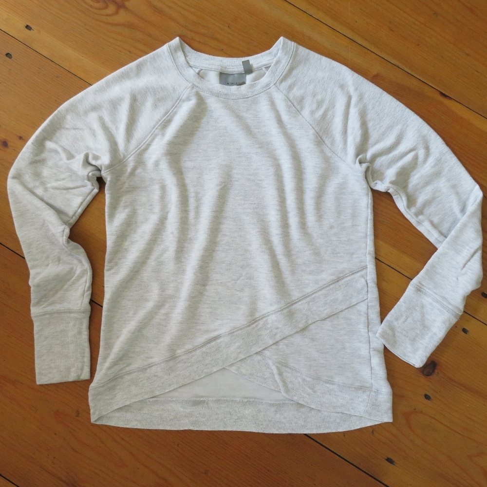 Athleta Criss Cross Light Heather Gray Crew Neck Sweatshirt XS